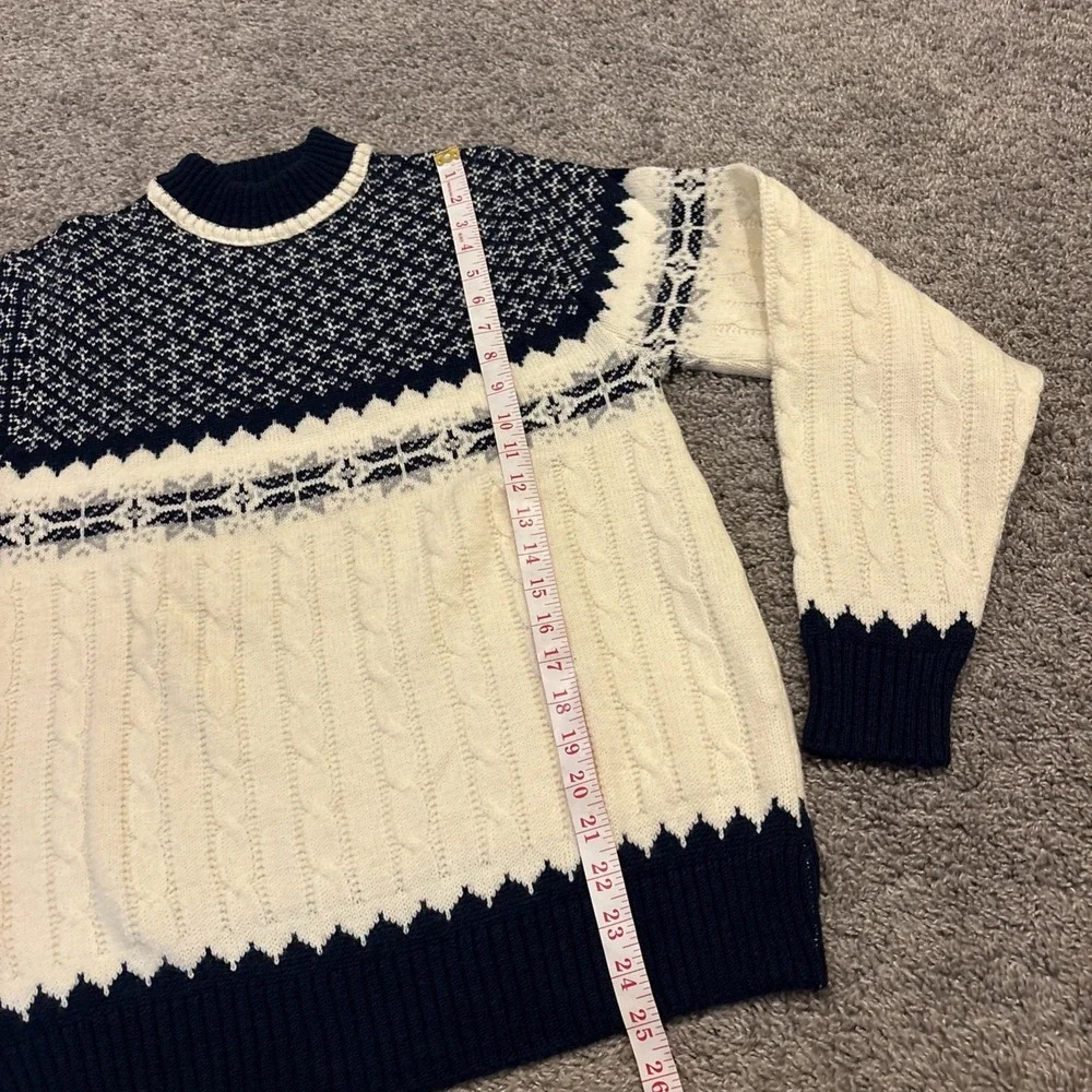Vintage Jantzen Sweater M Pull Over Cable Knit Chunky Fair Isle Ski Winter Wool
